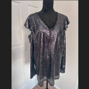 Lane Bryant Cold-Shoulder Sequin Top - Size 18